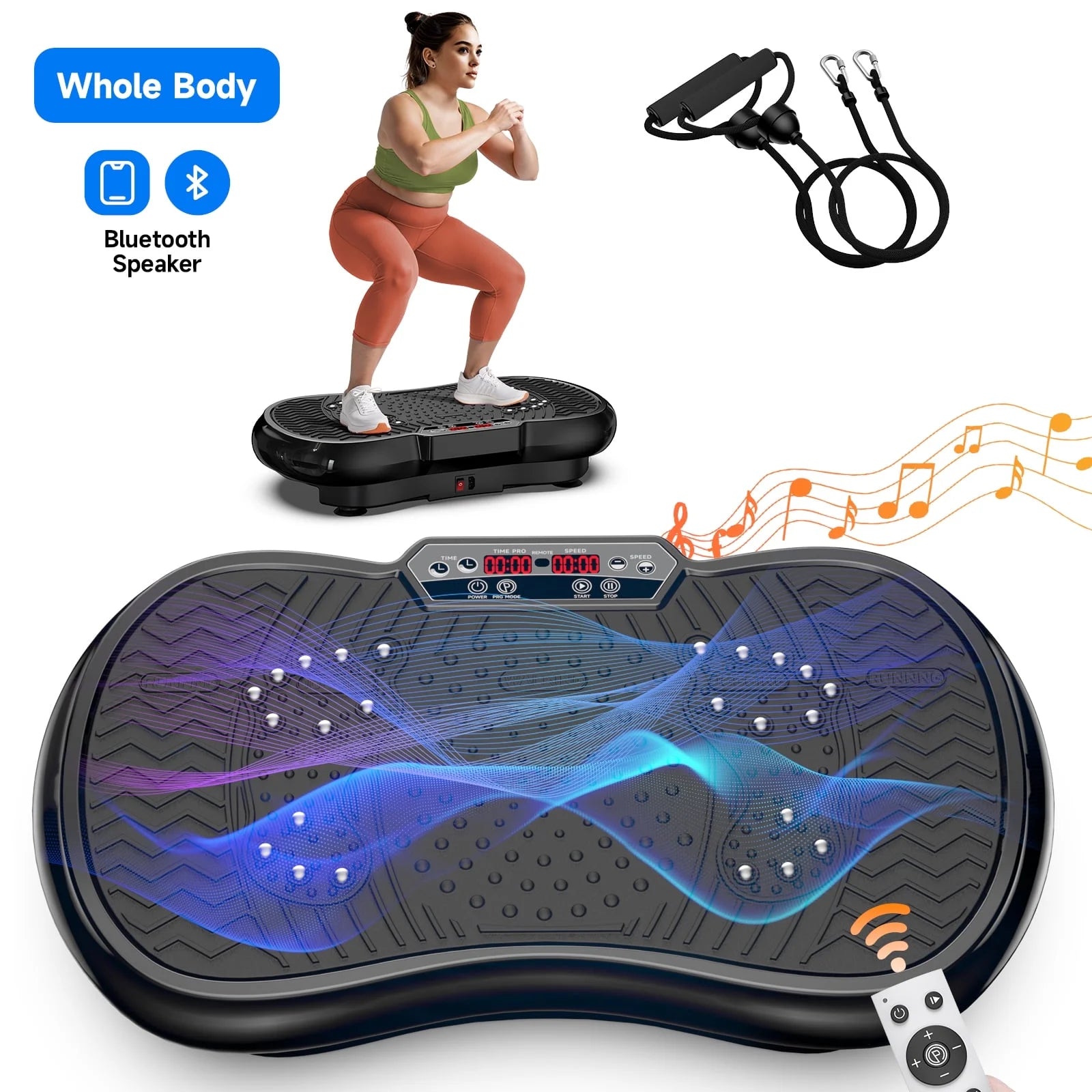 Full Body Vibration Plate Exercise Machine for Lymphatic Drainage Weight Loss, Bluetooth with Message Pedals, Workout Vibration Platform for Home Fitness 400Lbs